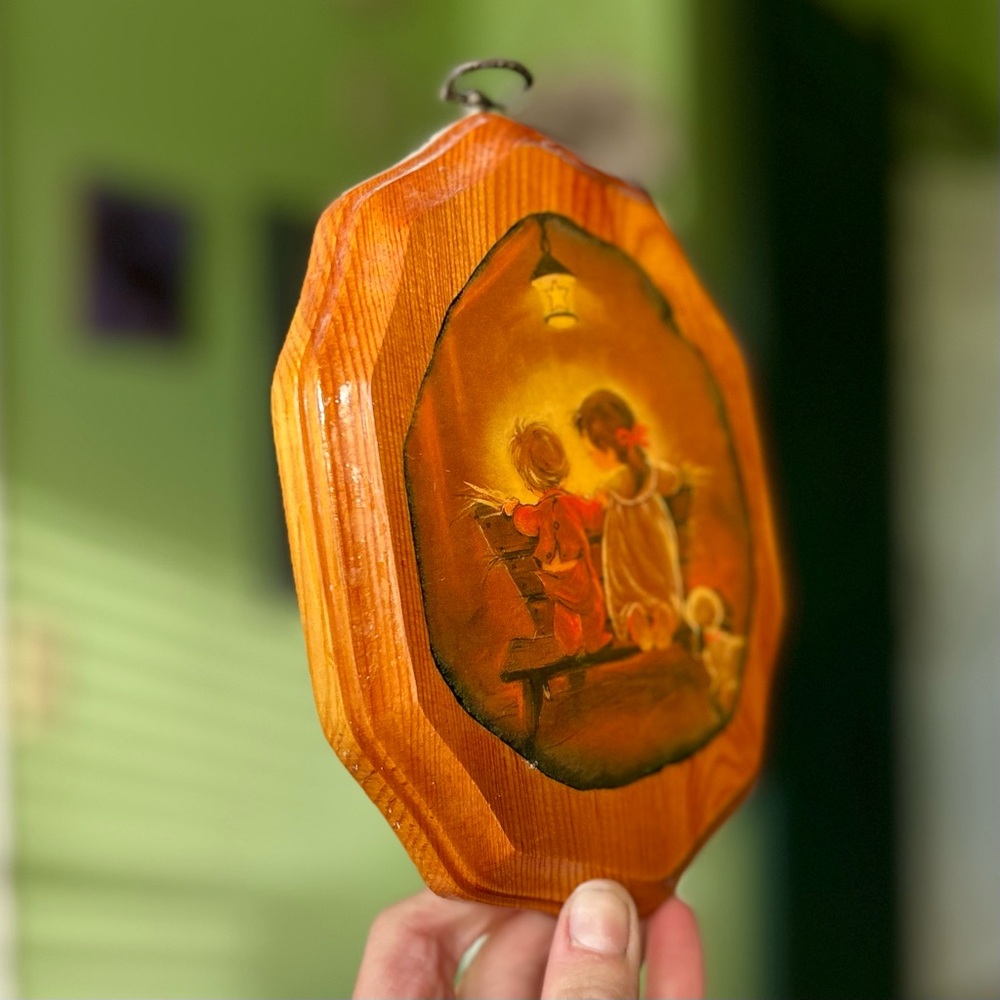 VTG Wooden Glossed Faith Based Childred Praying Dainty Cute Wall Decor Art - Picture 3 of 8